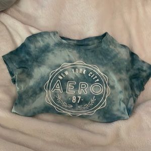 areopostale non-crop blue tye-dye women’s graphic tee